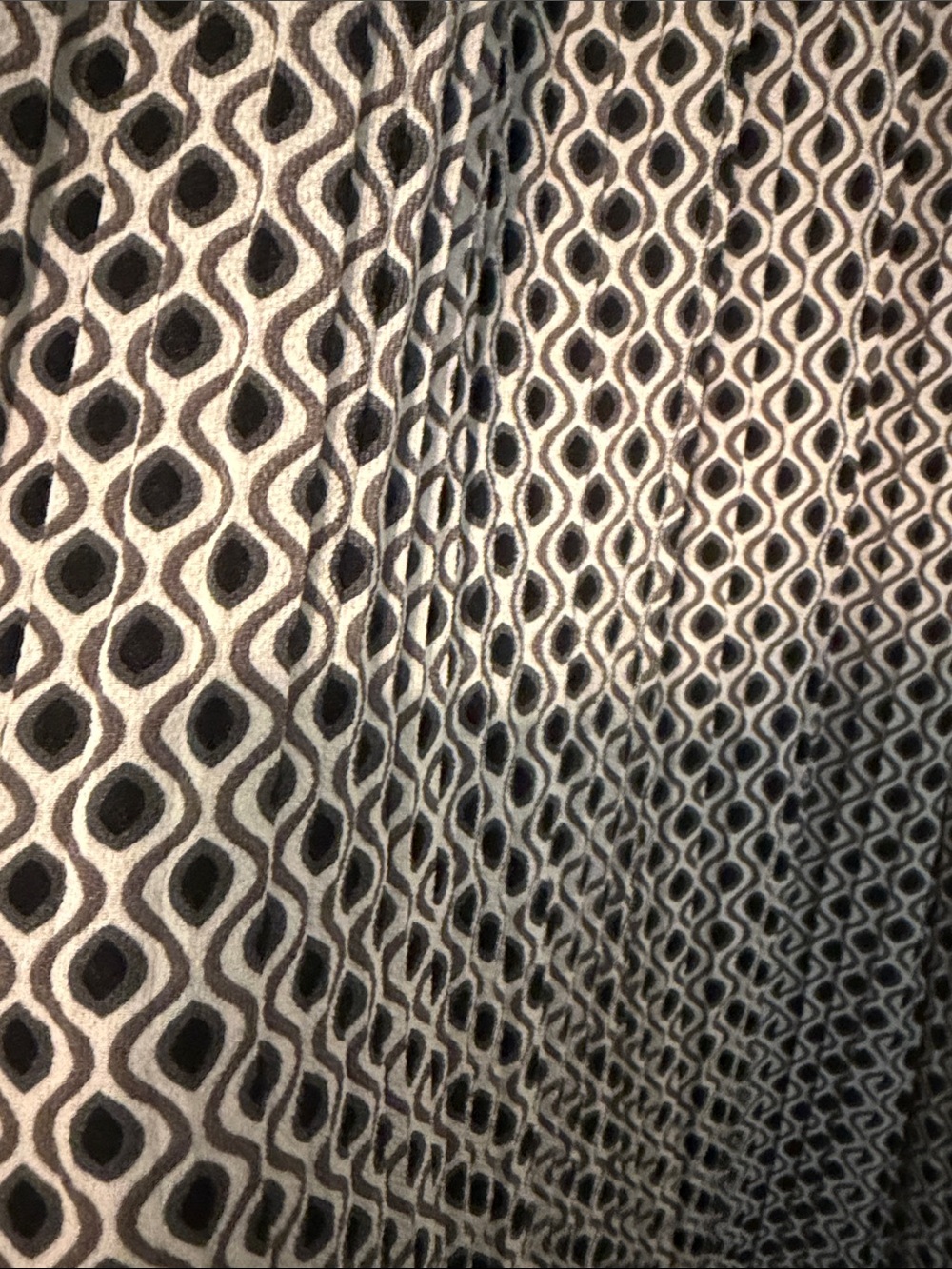 Alice Blue Black and White Pleated Geometric Print GauchoPants with Ruffle Waist - Picture 7 of 7